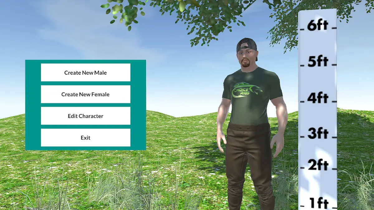 Criação de personagem em Carp Fishing Simulator